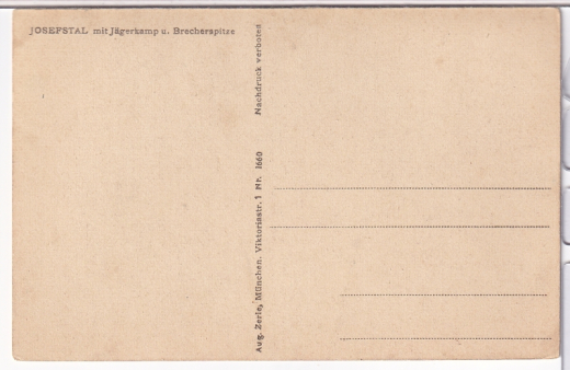 ALTE ANSICHTSKARTE/ POSTKARTE - JOSEFSTAL MIT JÄGERKAMP UND BRECHERSPITZE