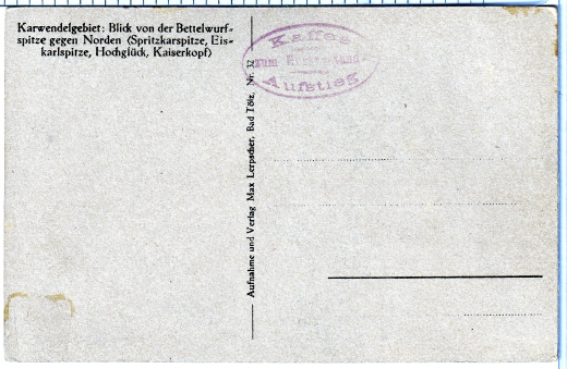 ALTE ANSICHTSKARTE/ POSTKARTE - KARWENDELGEBIET - BLICK VON DER BETTELWURFSPITZE GEGEN NORDEN (SPRITZKARSPITZE, EISKARLSPITZE, HOCHGLÜCK, KAISERKOPF)
