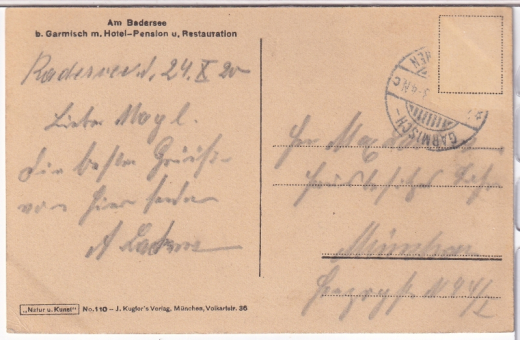 ALTE ANSICHTSKARTE/ POSTKARTE - AM BADERSEE MIT HOTEL-PENSION U. RESTAURATION