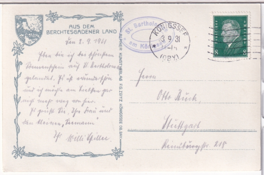 ALTE ANSICHTSKARTE/ POSTKARTE - KÖNIGSSEE MIT BARTHOLOMÄ UND WATZMANN