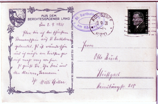 ALTE ANSICHTSKARTE/ POSTKARTE - KÖNIGSSEE MIT BARTHOLOMÄ UND WATZMANN