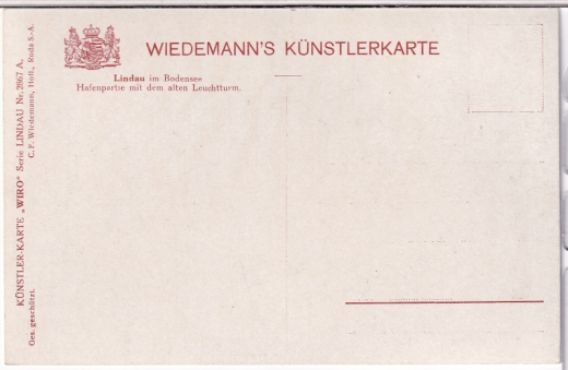 ALTE ANSICHTSKARTE/ POSTKARTE - LINDAU IM BODENSEE - HAFENPARTIE MIT D. A. LEUCHTTURM & DAMPFER RHEIN