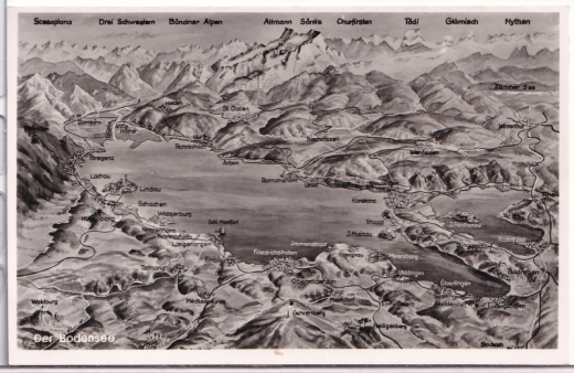 ANSICHTSKARTE/ TOPOGRAPHISCHE KARTE - BODENSEE