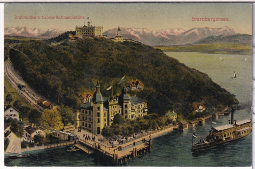 ALTE ANSICHTSKARTE/ POSTKARTE - STARNBERGER SEE - DRAHTSEILBAHN LENIE-ROTTMANSHÖHE