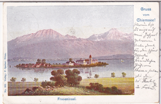 ALTE ANSICHTSKARTE/ POSTKARTE - FRAUENINSEL - GRUß VOM CHIEMSEE