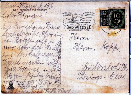 ALTE ANSICHTSKARTE/ POSTKARTE - DER TEGERNSEE MIT WALLBERG