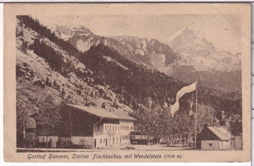 ALTE ANSICHTSKARTE/ POSTKARTE - GASTHOF HAMMER, STATION FISCHBACHAU MIT WENDELSTEIN