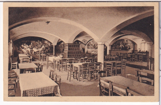 ALTE ANSICHTSKARTE/ POSTKARTE - SPEISESAAL GASTHOF HAMMER, STATION FISCHBACHAU