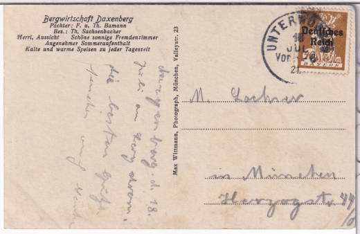 ALTE ANSICHTSKARTE/ POSTKARTE - BERGWIRTSCHAFT DAXENBERG IN UNTERWÖSSEN, CHIEMGAU