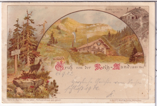 ANSICHTSKARTE/POSTKARTE - ROTWANDHAUS - GRUß VON DER ROTWAND UND DIE BÖCKLEIN HÜTTE, SCHLIERSEE