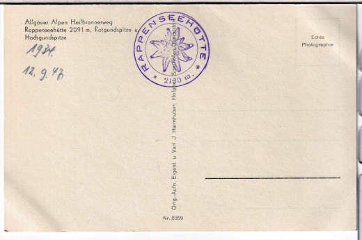 ANSICHTSKARTE/POSTKARTE - RAPPENSEEHÜTTE, ALLG. ALPEN