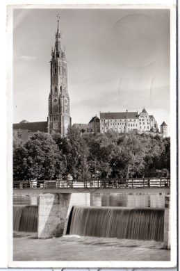 ANSICHTSKARTE/POSTKARTE - LANDSHUT - ST. MARTINSKIRCHE MIT BURG TRAUSNITZ