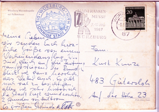 ANSICHTSKARTE/POSTKARTE - WÜRZBURGER MARIENKAPELLE MIT FALKENHAUS