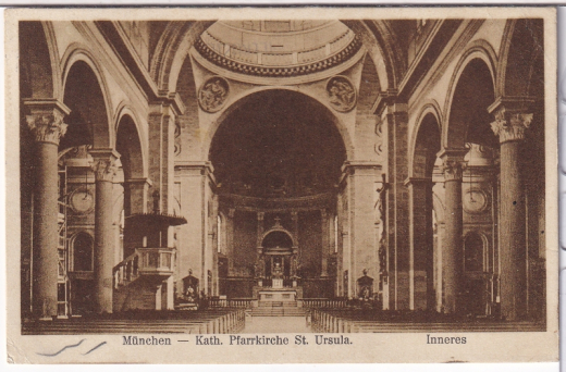 ANSICHTSKARTE/POSTKARTE - MÜNCHEN - KATH. PFARRKIRCHE ST. URSULA - INNERES;