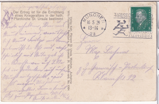 ANSICHTSKARTE/POSTKARTE - MÜNCHEN - KATH. PFARRKIRCHE ST. URSULA - INNERES;