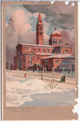 ANSICHTSKARTE/POSTKARTE - MÜNCHEN-SCHWABING - PFARRKIRCHE St. URSULA