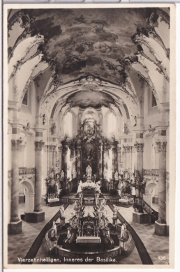 ANSICHTSKARTE/POSTKARTE - BAD STAFFELSTEIN - VIERZEHNHEILIGEN - INNERES DER BASILIKA