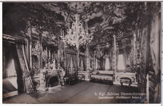 ANSICHTSKARTE/POSTKARTE - Kgl. SCHLOSS HERRENCHIEMSEE - JAGDZIMMER (HELLBLAUER SALON)