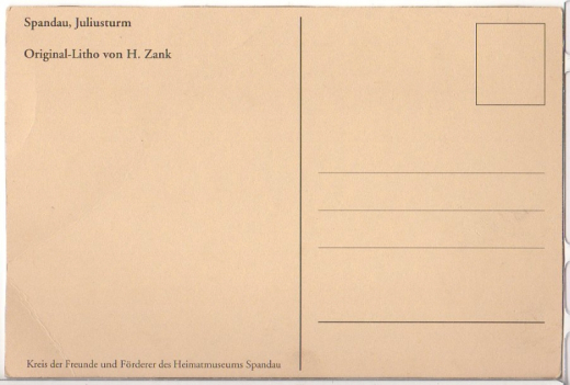ALTE ANSICHTSKARTE/ POSTKARTE - BERLIN-SPANDAU - JULIUSTURM - ORIGINAL-LITHO VON H. ZANK