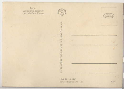 ALTE ANSICHTSKARTE/ POSTKARTE - BERLIN - LUXUSGASTSCHIFF FRIEDRICH WOLF DER WEIßEN FLOTTE