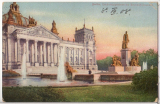 ALTE ANSICHTSKARTE/ POSTKARTE - BERLIN - REICHSTAGSGEBÄUDE MIT BISMARCK-DENKMAL