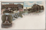 ALTE ANSICHTSKARTE/ POSTKARTE - BERLIN - GRUSS AUS BERLIN - MUSEUM, SCHAUSPIELHAUS, GOETHE-DENKMAL