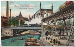 ALTE ANSICHTSKARTE/ POSTKARTE - BERLIN - ELEKTR. HOCHBAHN, ÜBER DIE ANHALTER BAHN UND DEN LANDWEHRKANAL FAHREND