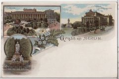 ALTE ANSICHTSKARTE/ POSTKARTE - BERLIN - GRUSS AUS BERLIN - MUSEUM, SCHAUSPIELHAUS, GOETHE-DENKMAL