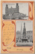 ALTE ANSICHTSKARTE/ POSTKARTE - HAMBURG - NEUE ELBBRÜCKE, KAISER KARL BRUNNEN AM FISCHMARKT