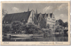 ALTE ANSICHTSKARTE/ POSTKARTE - LÜBECK - SALZSPEICHER VON DER WASSERSEITE