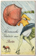 ALTE LEPORELLO-ANSICHTSKARTE/ POSTKARTE - BERLIN - STÜRMISCHE GRÜSSE AUS BERLIN