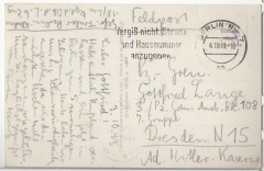 ALTE FELDPOSTKARTE, 1943 - GEFR. TRÄBER, BERLIN-KLADOW - BERLIN - VON DER SIEGESSÄULE AUS GESEHEN