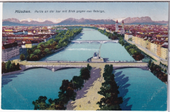 ALTE ANSICHTSKARTE/POSTKARTE - MÜNCHEN - PARTIE AN DER ISAR MIT BLICK GEGEN DAS GEBIRGE
