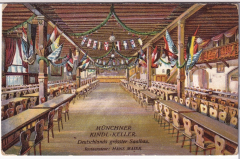 ALTE ANSICHTSKARTE/ POSTKARTE - MÜNCHEN - MÜNCHNER KINDL-KELLER, RESTAURATEUR: HANS MAIER