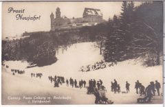 ALTE ANSICHTSKARTE/ POSTKARTE - COBURG - FESTE COBURG MIT RODELBAHN IM VEILCHENTAL - PROSIT NEUJAHR