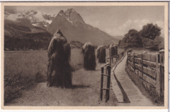ALTE ANSICHTSKARTE/ POSTKARTE - GARMISCH-PARTENKIRCHEN - FUßWEG ZUM RIESSERSEE GEGEN WAXENSTEIN UND ZUGSPITZE
