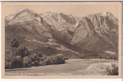 ALTE ANSICHTSKARTE/ POSTKARTE - LOISACHPARTIE MIT GARMISCH, ZUGSPITZE, ALPSPITZE & WAXENSTEIN