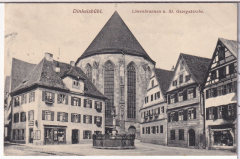 ANSICHTSKARTE/POSTKARTE - DINKELSBÜHL - LÖWENBRUNNEN UND ST. GEORGSKIRCHE