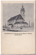 ANSICHTSKARTE/POSTKARTE - MÜNCHEN - KARMELITENKIRCHE St. THERESIA & St. NIKOLAUS, HINDENBURGSTRASSE
